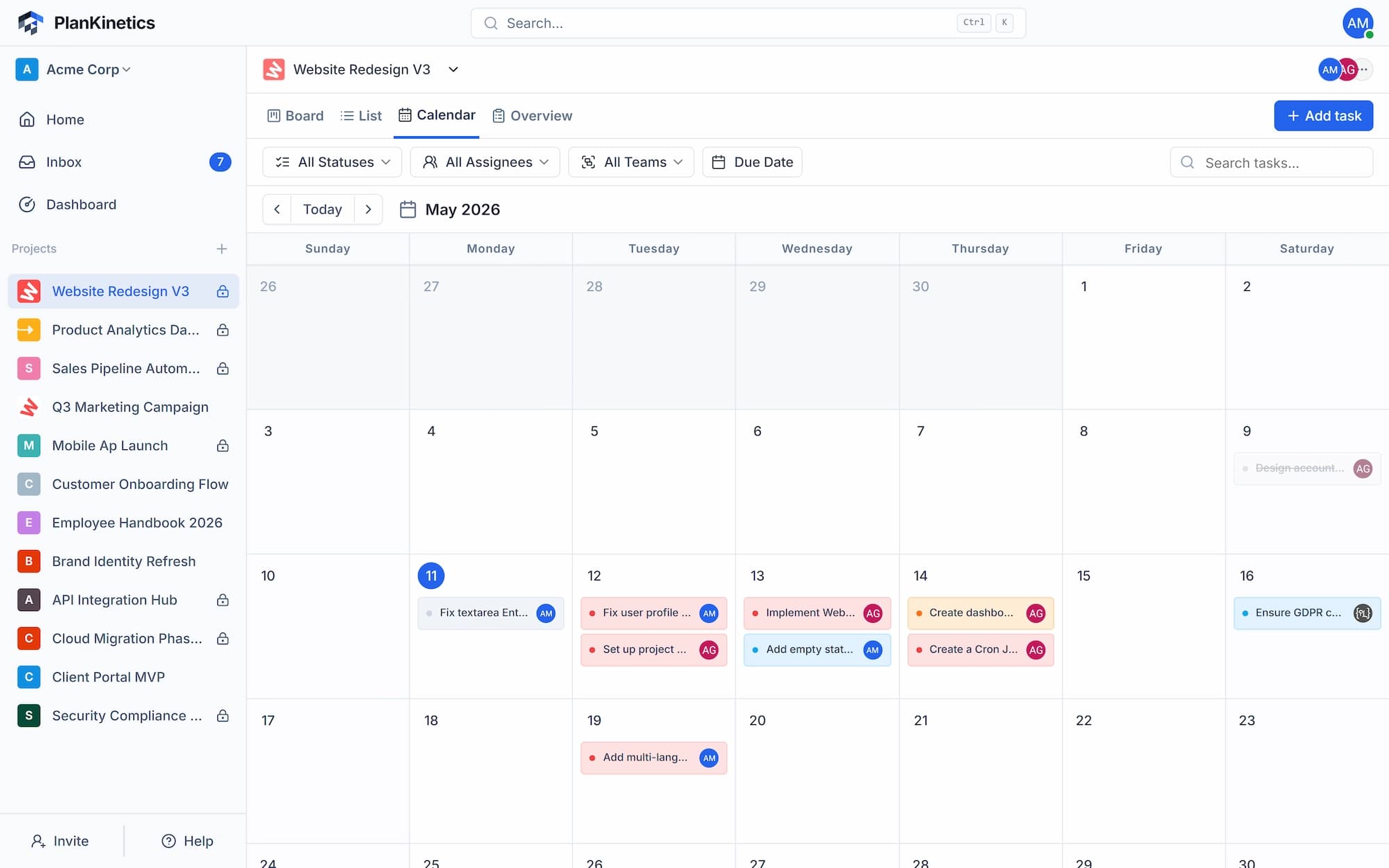 Project Calendar
